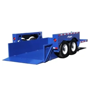 Blue Airtow Hydraulic Ground Level Equipment Trailer back view .webp