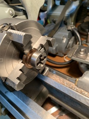 200 Running Up the Threading Die in the Lathe.jpg